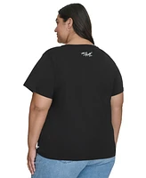 Karl Lagerfeld Paris Plus Beaded Heart T-Shirt, Created for Macy's