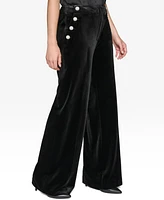 Karl Lagerfeld Paris Women's Velvet Rhinestone-Button Pants