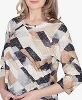 Alfred Dunner Petite Classics Abstract Chevron Top