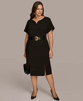 Donna Karan New York Plus Belted Short-Sleeve Dress