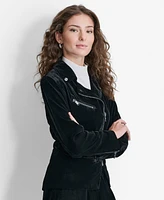 Dkny Women's Velvet Long-Sleeve Zip-Front Moto Jacket