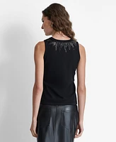 Dkny Women's Embellished-Neck Sleeveless Sweater