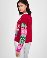 Hooked Up by Iot Juniors' Glam Cat Christmas Sweater