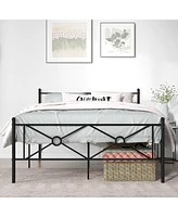 Gymax Queen Metal Platform Bed Frame w/ Headboard Mattress Foundation Black