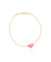 The Lovery Bubblegum Pink Single Heart Bracelet 14K Gold