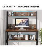 Tribesigns Computer Desk with Hutch, Wooden Small 42-inch Desk, Industrial Simple Office Desk with Storage Space for Home Office