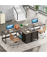 Tribesigns L Shaped Computer Desk with Storage Drawers, 59 inch Corner Desk with Shelves, Reversible L-Shaped Office Desk Writing Table Workstation fo