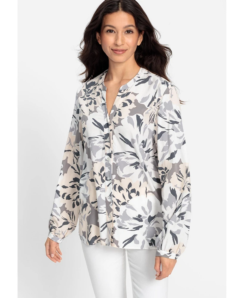 Olsen Women's Abstract Rose Tunic Shirt