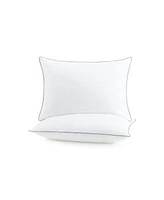 Host Home Hypoallergenic Pillows 2 Pack White With Silver Piping Cotton With Poly Fill King 20x36 In.