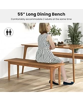 Sugift Solid Wood Dining Bench Entryway Bench with Rubber Wood Legs