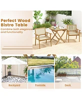 Vebreda 27.5 Inch Indonesia Teak Patio Bistro Table with Slatted Tabletop and Sturdy Wood Frame