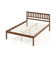 Sugift Queen Wood Bed Frame with Headboard and Slat Support-Queen