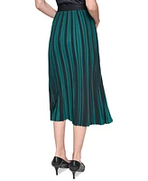 Karl Lagerfeld Paris Women's Striped Pleated Midi Skirt