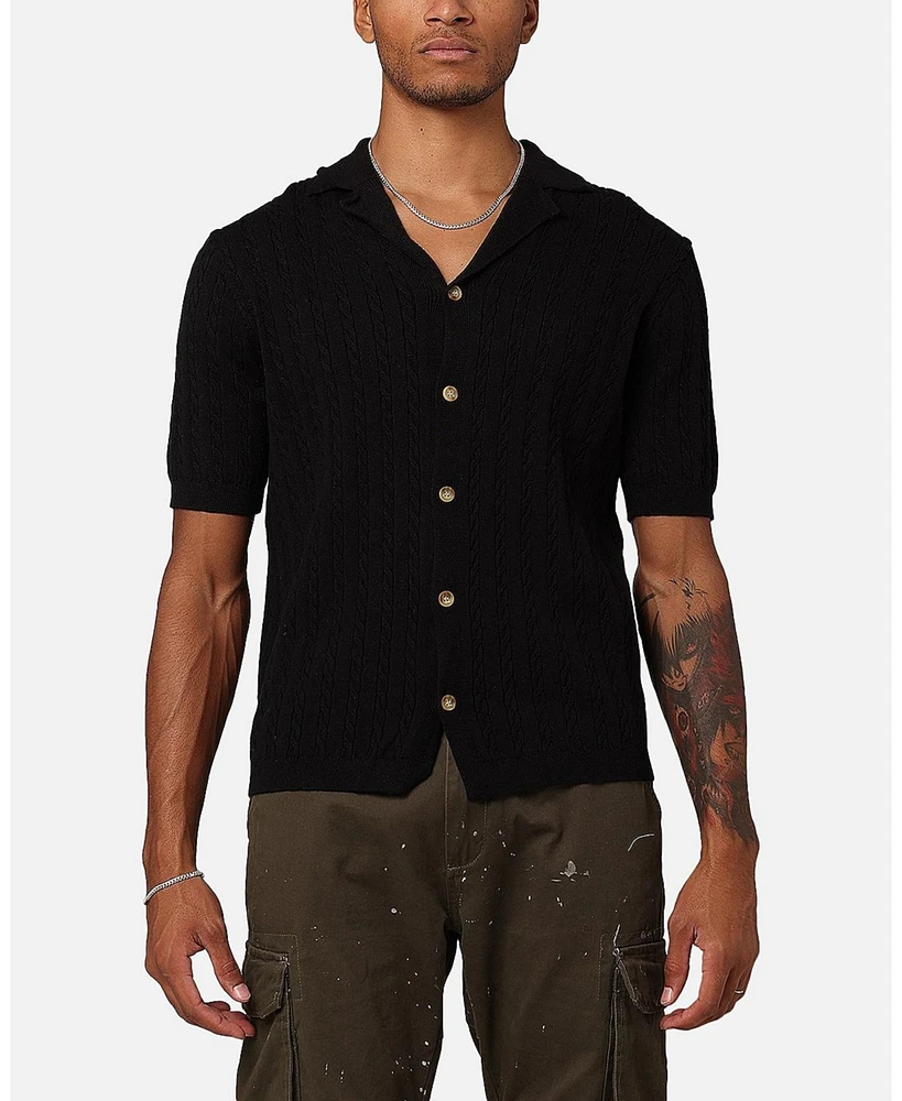 Xxiii Men's Terry Knit Button Up Shirt