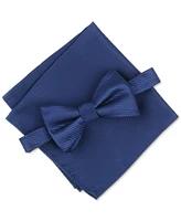 Alfani Men's Earl Textured Bow Tie & Solid Pocket Square Set, Created for Macy's