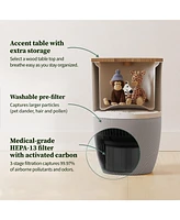 Dupray Bloom Air Purifier, Smart Hepa-13 Medical-Grade Filtration, Large Rooms (1,517 Sq. Ft.) with Walnut Accent Table