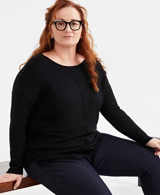 Style & Co Plus Size Knit Seam-Front Tunic Top, Created for Macy's