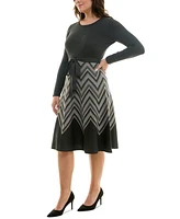 Taylor Plus Chevron Scoop-Neck Sweater Dress