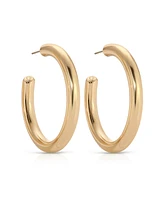 Ettika 18k Gold Plated Large Thick Classic Hoop Earrings