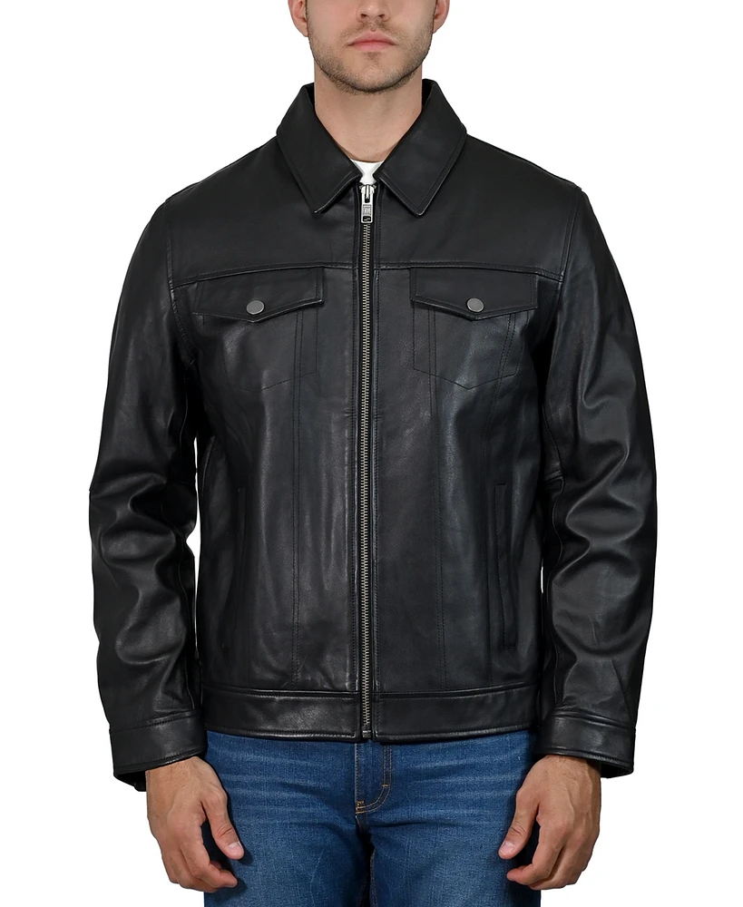 Frye Men's Modern Leather Trucker Jacket