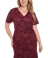 London Times Plus Size Side-Twist Flounce-Hem Sheath Dress