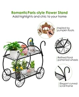 Givimo Heavy Duty Metal Flower Cart Plant Stand