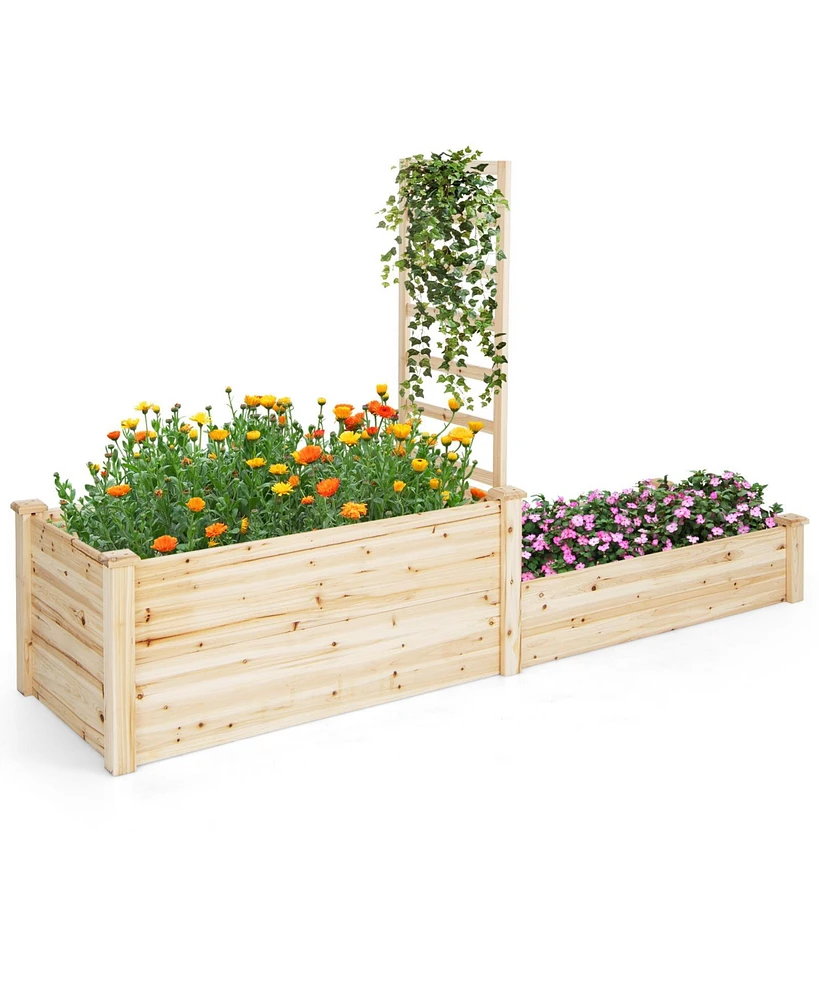 Givimo Raised Garden Bed with Trellis-Natural