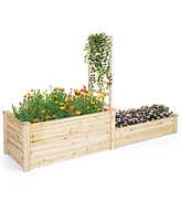 Givimo Raised Garden Bed with Trellis-Natural