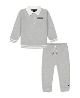 Tommy Hilfiger Baby Boy Long Sleeve Polo and Joggers 2-Piece Set