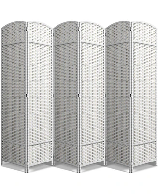 Sorbus 6 Panel Room Divider ft. Tall - Extra Wide Double Hinged Panels, Mesh Hand-Woven Design, Partition Dividers (White)