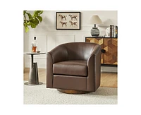 Hulala Home Haley 30.5" Wide Modern Swivel Barrel Chair with Solid Wood Base