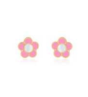 The Lovery Bubblegum Pink Daisy Stud Earrings 14K Gold