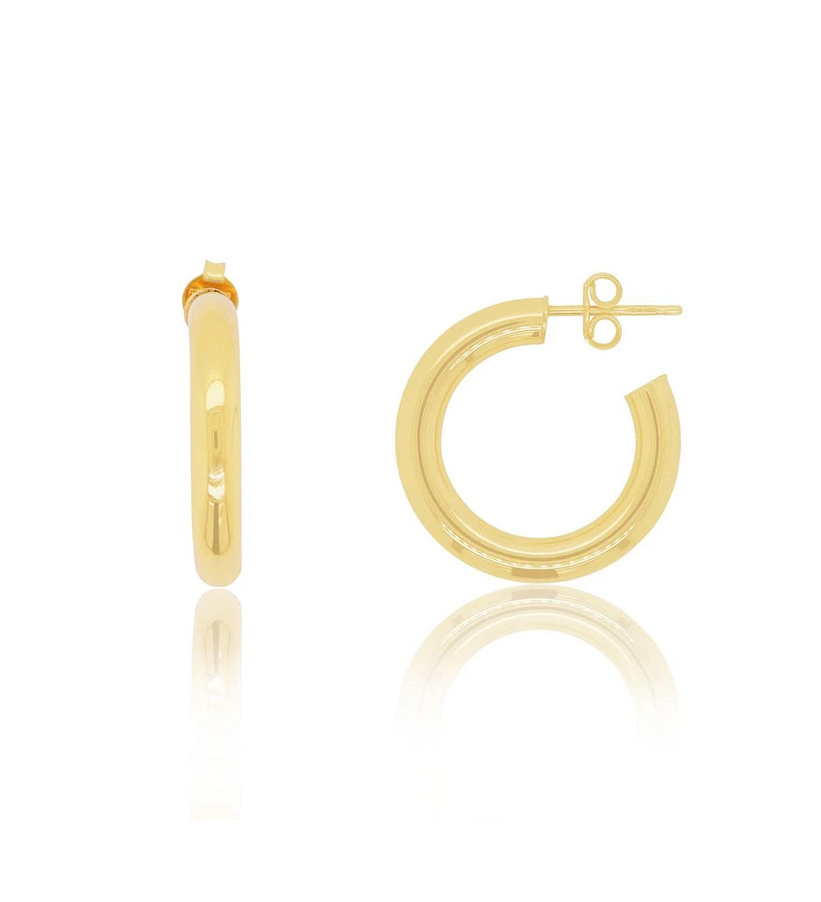 The Lovery Gold Tube Hoop Earrings 14K Gold