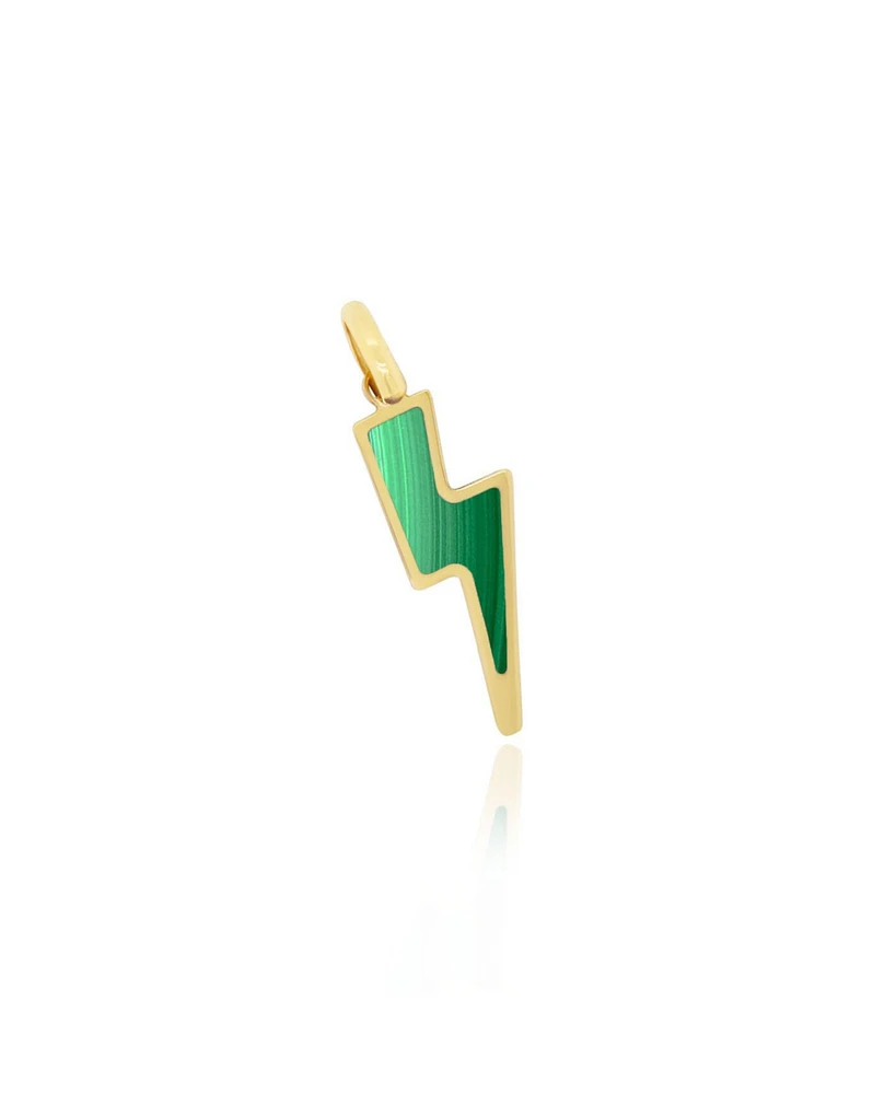 The Lovery Malachite Lightning Bolt Charm 14K Gold