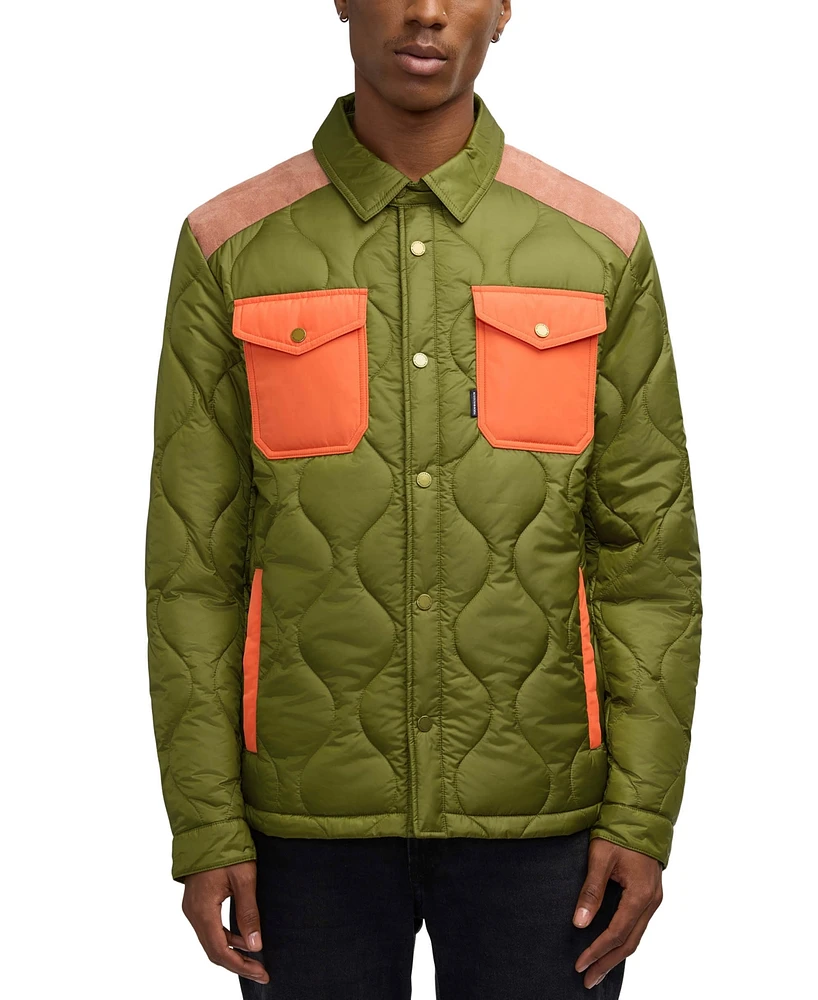 Scotch & Soda Ivik Padded Colorblocked Snap Front Shirt Jacket