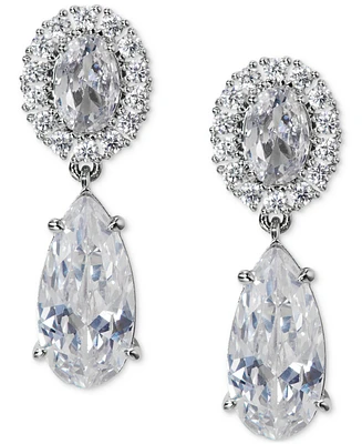 Eliot Danori Silver-Tone Cubic Zirconia Double Drop Earrings