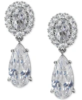 Eliot Danori Silver-Tone Cubic Zirconia Double Drop Earrings