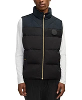 Scotch & Soda Men's Ovela Quilted Colorblocked Mixed-Media Full-Zip Vest