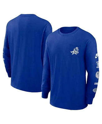 Nike Men's Royal Dallas Cowboys Rewind Max90 Pocket Long Sleeve T-Shirt