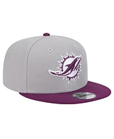 New Era Men's Gray/Purple Miami Dolphins Two-Tone Color Pack 9FIFTY Snapback Hat