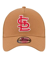 New Era Men's Brown St. Louis Cardinals A-Frame Trucker 9FORTY Adjustable Hat