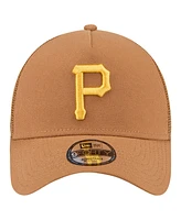 New Era Men's Brown Pittsburgh Pirates A-Frame Trucker 9FORTY Adjustable Hat