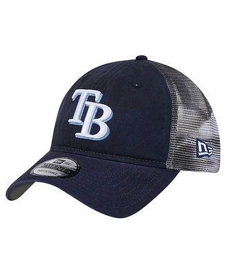 New Era Men's Navy Tampa Bay Rays Team Slick Trucker 9TWENTY Adjustable Hat