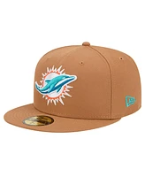 New Era Men's Tan Miami Dolphins Color Pack 59FIFTY Fitted Hat with Side Patch