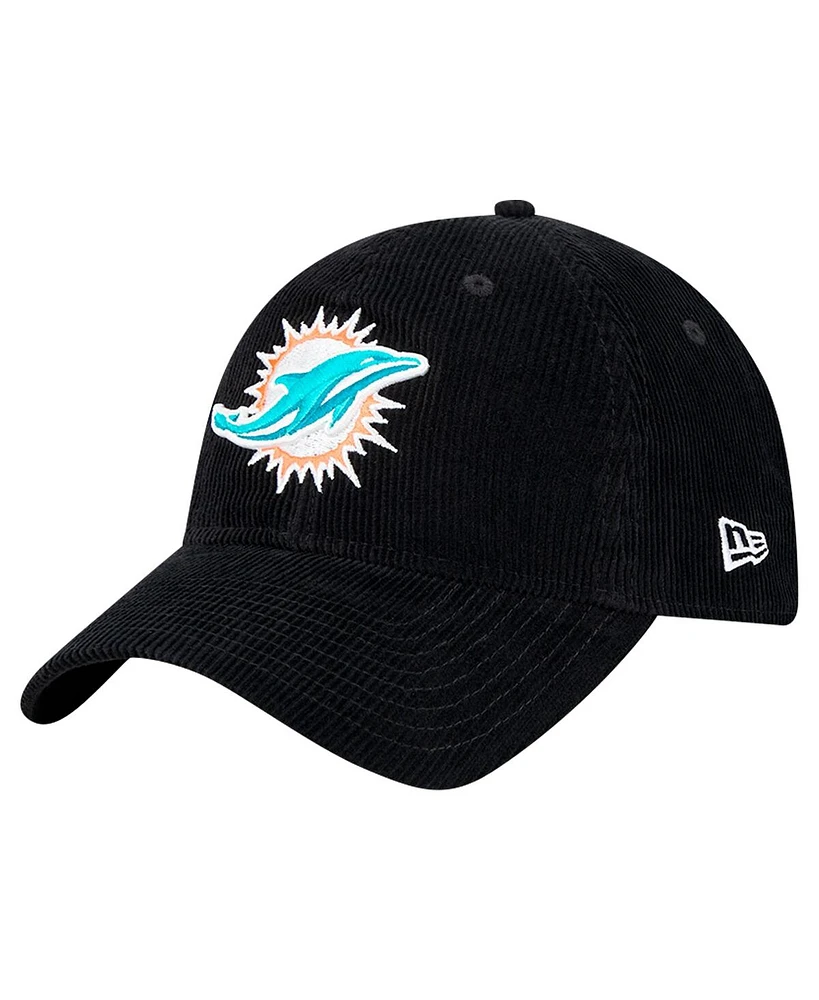 New Era Men's Black Miami Dolphins Corded 9TWENTY Adjustable Hat