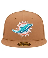 New Era Men's Tan Miami Dolphins Color Pack 59FIFTY Fitted Hat with Side Patch