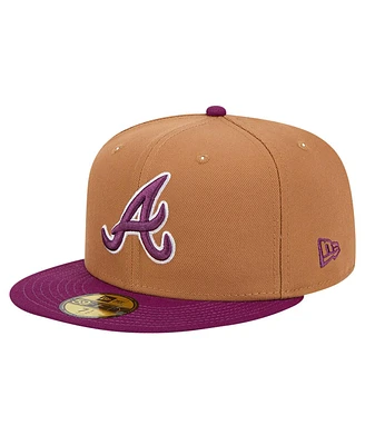 New Era Men's Brown/Purple Atlanta Braves Two-Tone Color Pack 59FIFTY Fitted Hat