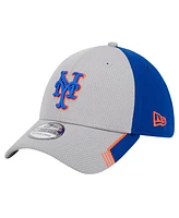 New Era Men's Gray/Royal York Mets Visor Trim 39THIRTY Flex Hat