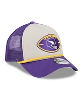 New Era Men's Stone/Purple Minnesota Vikings 2024 Sideline Historic 9FORTY A-Frame Trucker Adjustable Hat