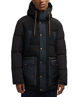 Scotch & Soda Men's Arza Quilted Colorblocked Mixed-Media Full-Zip Hooded Parka